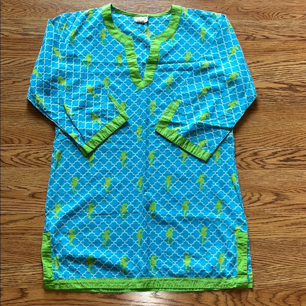 Top It Off Beach & Pool Coverup Green Blue Size Small
